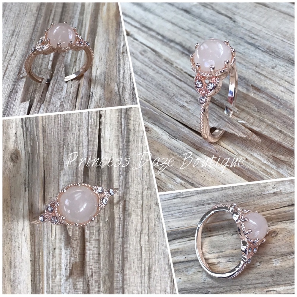 Rose Gold Moonstone Diamond‎ Ring